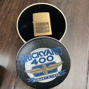 1995 Brickyard 400 zippo and tin